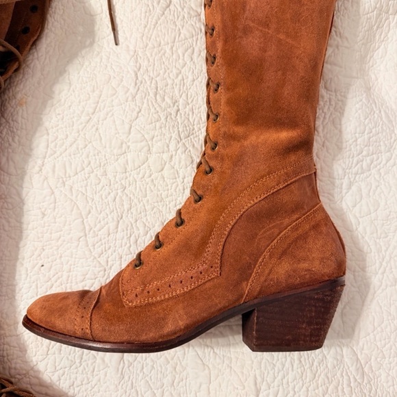 Jeffrey Campbell Sz 9 Brown 100% Lambs Leather Tall Lace Up boot Free People Joe - Picture 13 of 16